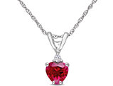 3/5 Carat (ctw) Lab-Created Ruby Heart Pendant Necklace in 10K White Gold with Chain